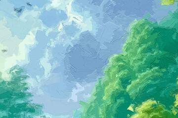 Various oil paintings, floral landscapes, forests, waterfalls, lakes, chrysanthemums, spotted deer