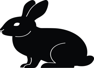 Cute rabbit silhouette vector, black bunny graphic, Easter animal clipart, simple hare illustration design for wildlife, cartoon, icon use