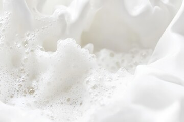 Close-up view of white sudsy bubbles.