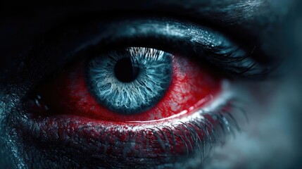 Naklejka premium Constant stress concept. A close-up of a striking eye with colors of intense emotion.