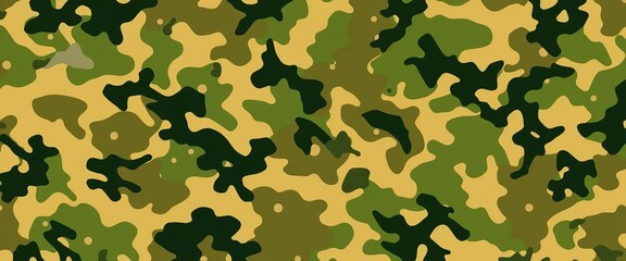 Fototapeta premium Abstract army camouflage pattern, chaotic blend of greens, browns, and tans, vector, pixelated