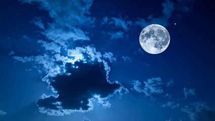 空に煌めく満月のイメージ 背景素材 16:9サイズ AI生成素材