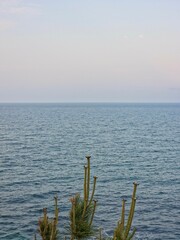 Fototapeta premium Peaceful natural landscape, sky and sea and clouds calm and beautiful seascape background, Yeongdeok sea, South Korea - 평화로운 자연 풍경, 수평선, 하늘과 바다와 구름 고요하고 아름다운 바다 풍경 배경, 영덕바다, 한국