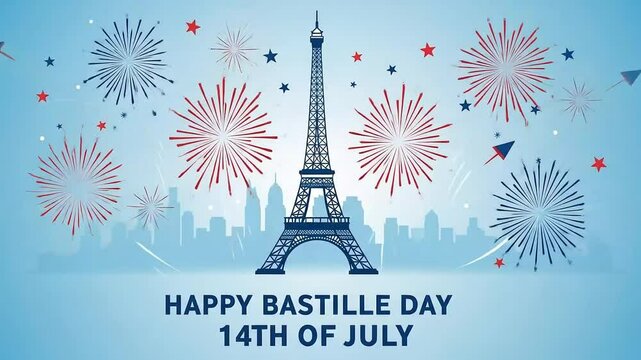happy bastille day 14th of july paris eiffel tower and fireworks video