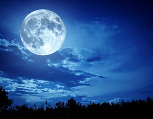 Fototapeta premium 空に煌めく満月のイメージ 背景素材 AI生成素材