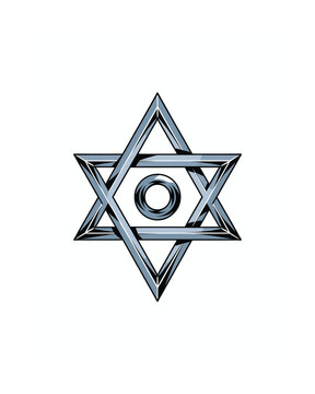 Metallic Star of David with Circle Center: Symbol of Judaism and Culture