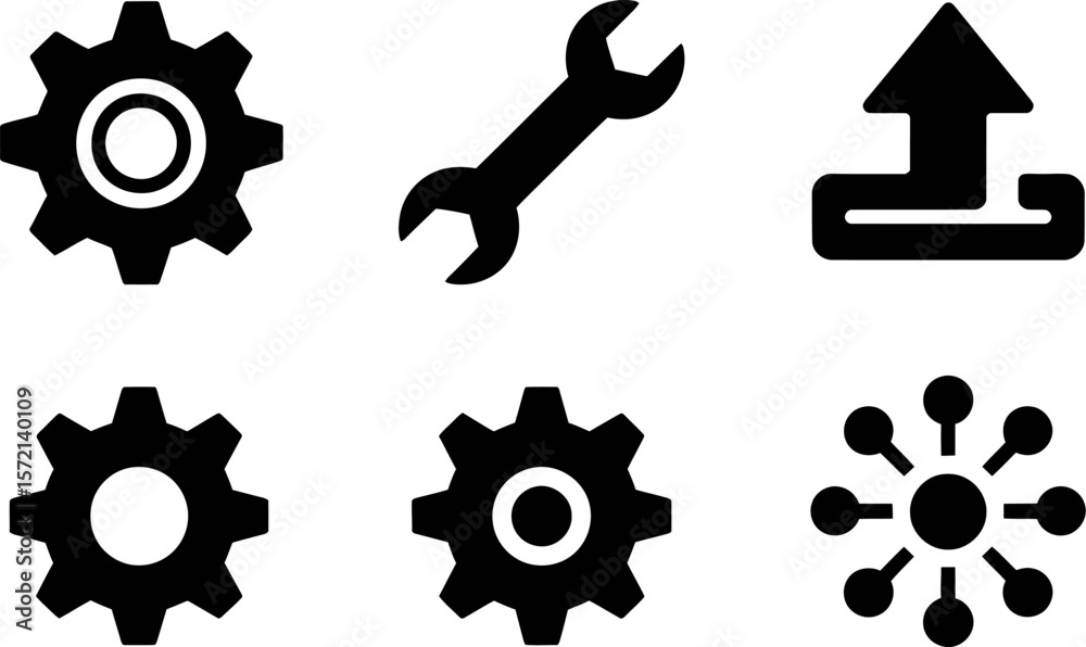 Poster settings gear wrench upload icon vector illustration for web development and design elements usage