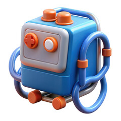 3d render of a cute retro gaming console isolated on transparent background
