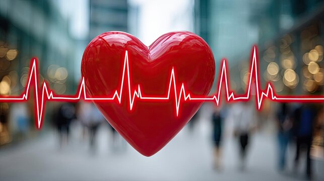 Cardiac output concept. A vibrant heart shape with a heartbeat line symbolizing vitality.