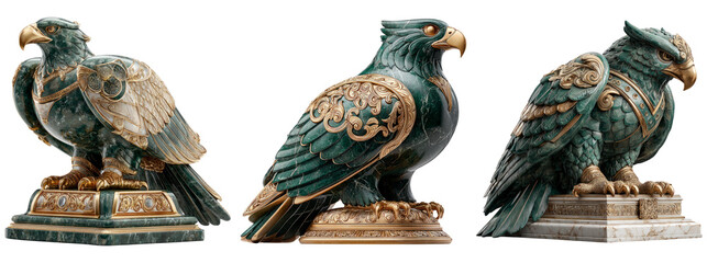 Detailed Eagle Statues with Luxurious Design and Transparent Background