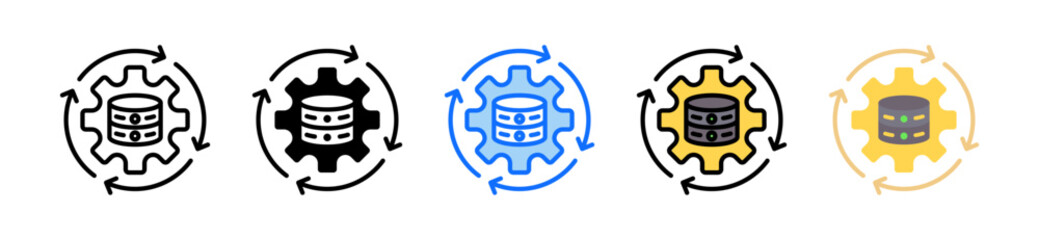 Data Processing Icon Set Multiple Style Collection