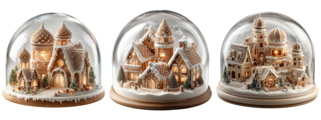 Gingerbread House Snow Globes with Festive Winter Decor