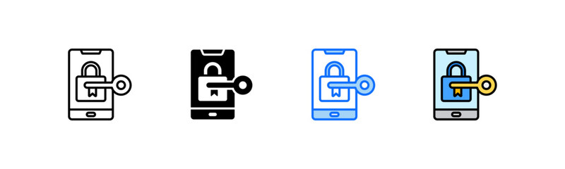 Mobile Security Icon Set Multiple Style Collection