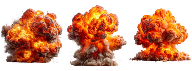 Explosive Fireball Visuals with Transparent Background for Design Use