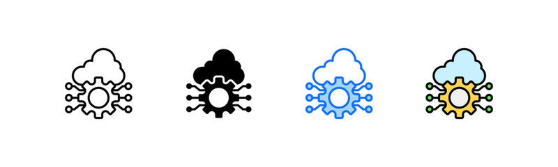 Cloud Computing Icon Set Multiple Style Collection