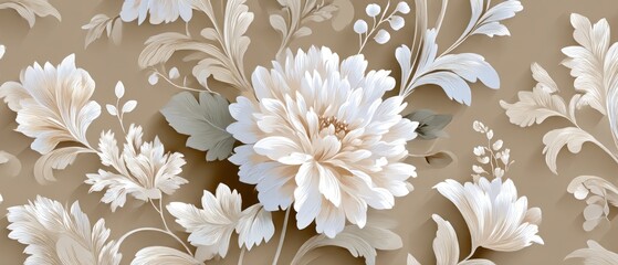 Ornate floral pattern on a beige backdrop