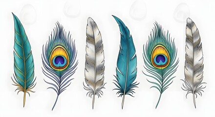Obraz premium Beautiful feathers peacock feather bird feather colorful feather elegant feather decorative feather art