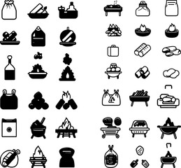 charcoal icon, lump charcoal icon, briquette charcoal icon, grilling charcoal icon, BBQ charcoal icon, charcoal fire icon, burning charcoal icon, hot coals icon, charcoal embers icon, c