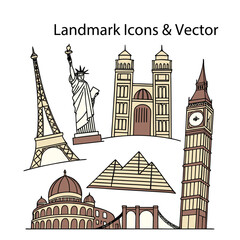 Obraz premium Landmark Icons & Vector Set
