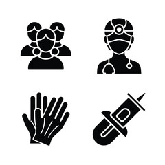 Medical icons doctor gloves syringe group of people