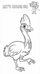 Children's coloring pictures of a cassowary