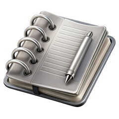 3d realistic spiral notebook with pen isolated on transparent background