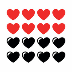 Red and black hearts vector graphic for valentine's day love and romance themed designs and illustrations