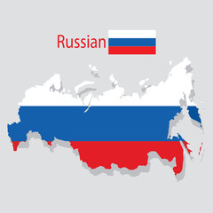 Russian multicolored map with regions location vector file
