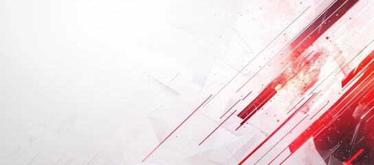 Abstract geometric design with red lines on white background.