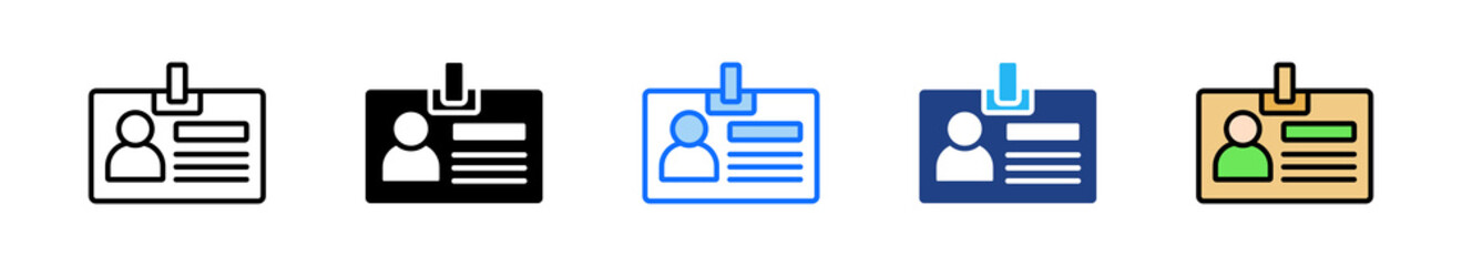 Id Card Icon Set Multiple Style Collection