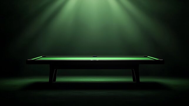 Billiard Table with Dramatic Green Spotlights