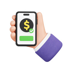 Online Payment via Smartphone 3D Render