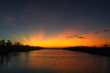 Scenic View of Lake at Sunset