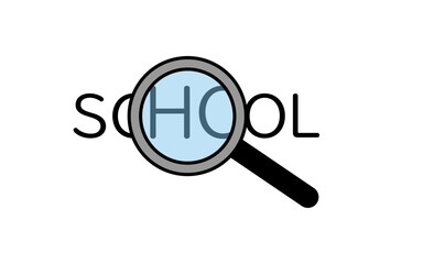 Simple line drawing icon of school search