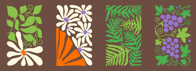 Artistic 70s wave and flower composition