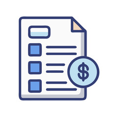 Invoice and dollar sign icon in a flat style