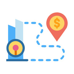 Simple icon shows investment path leading to financial gain