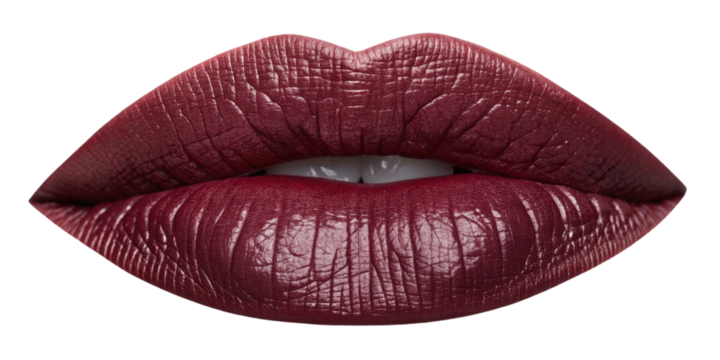 Luscious lips adorned in deep burgundy shade create alluring and captivating look that enhances beauty and confidence