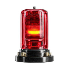 Bright Red Emergency Light with Clear Lens on Transparent Background