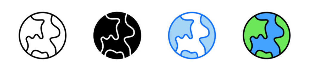 Earth Icon Set Multiple Style Collection