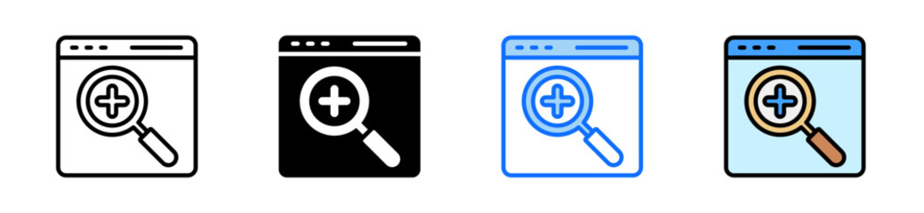 Fototapeta premium Zoom In Icon Set Multiple Style Collection