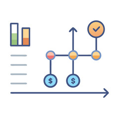 Financial graph illustrating business growth and success metric achievement