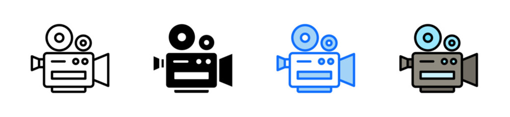 Video Camera Icon Set Multiple Style Collection