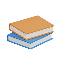 3d illustration of two books are stacked on top of each other 3d rendering, conceptual image isolated on transparent background