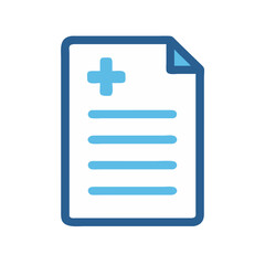 Medical record icon with plus symbol and document lines