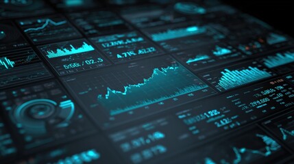 Advanced digital financial trading platform with dynamic graphs stock market analysis real-time data visualization screens