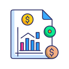Financial report with charts and money icons illustration art
