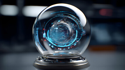 Crystal Ball of Digital Data: A captivating crystal ball revealing the intricate digital world within, a symbol of innovation and technological marvel. 