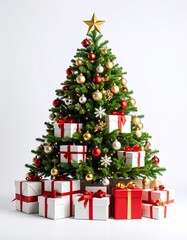 Festive Christmas Tree with Presents Underneath.