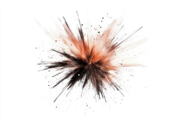 Abstract explosion of orange and black powder paint.